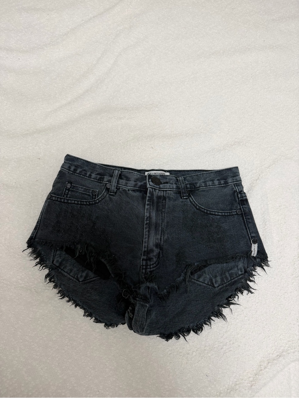 Black Frayed Denim Shorts